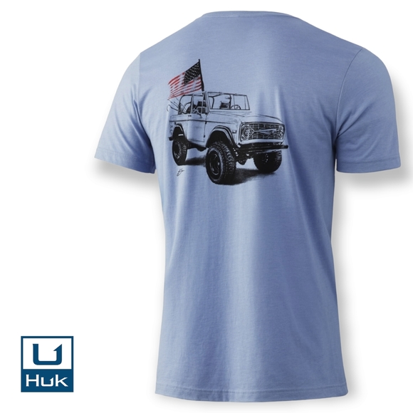 Huk Men's Beach Fishin' Short Sleeve Tee Quick-Dry Performance Fishing Shirt - Picture 1 of 4